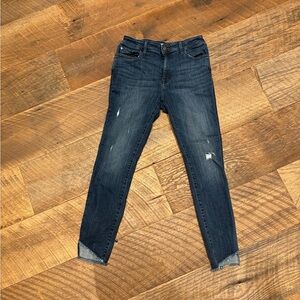 Warp + Weft JFK Skinny Jeans Dark Wash Raw Hem Size 28